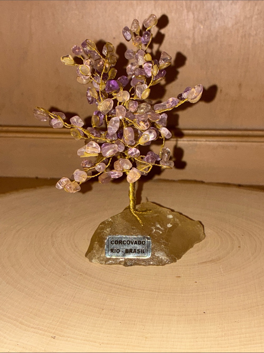 Amethyst Gem Tree Home Accent - Purple Crystal Decorative Sculpture glass gem